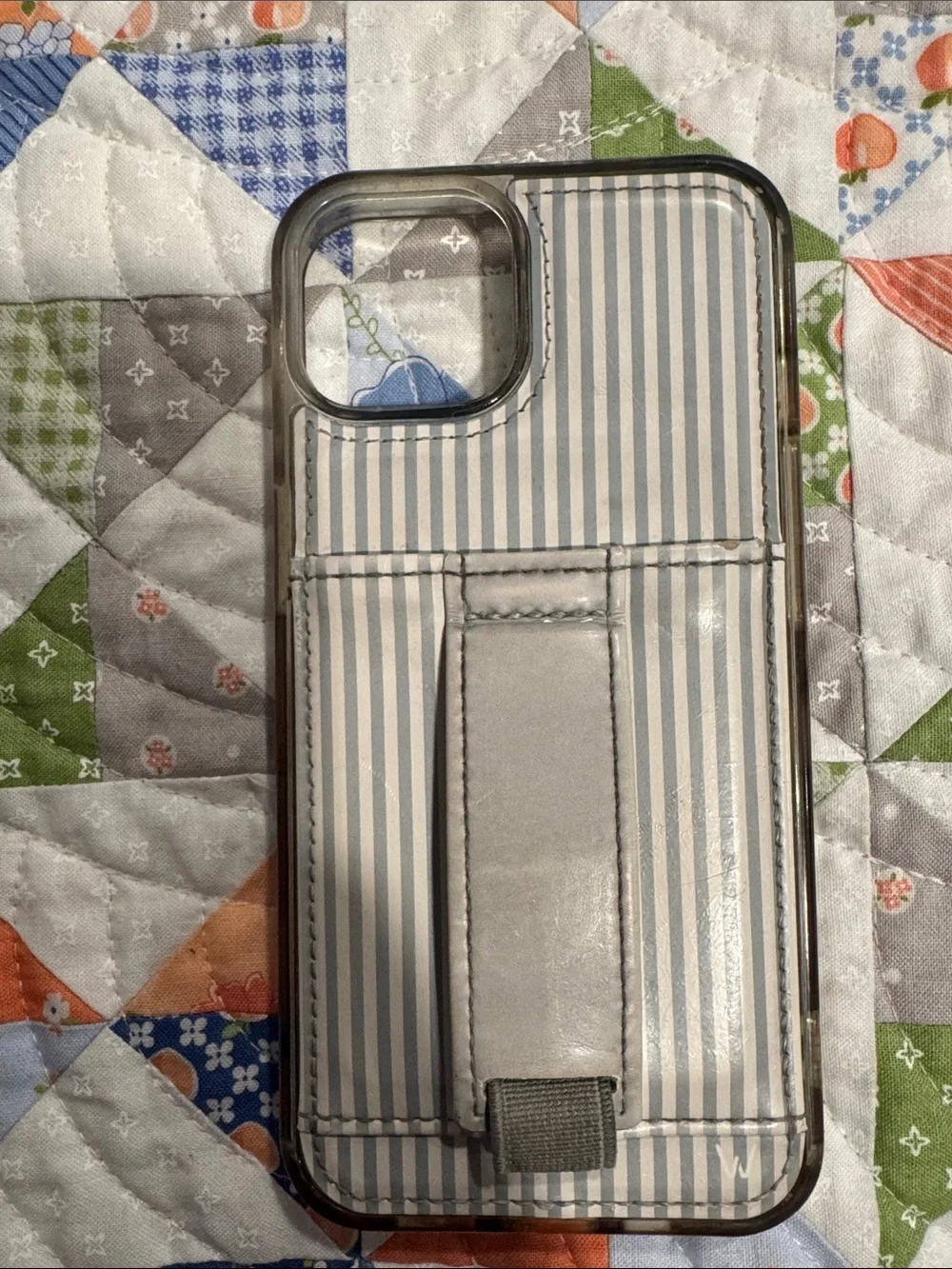 Walli Striped Gray Phone Case with Hand Strap